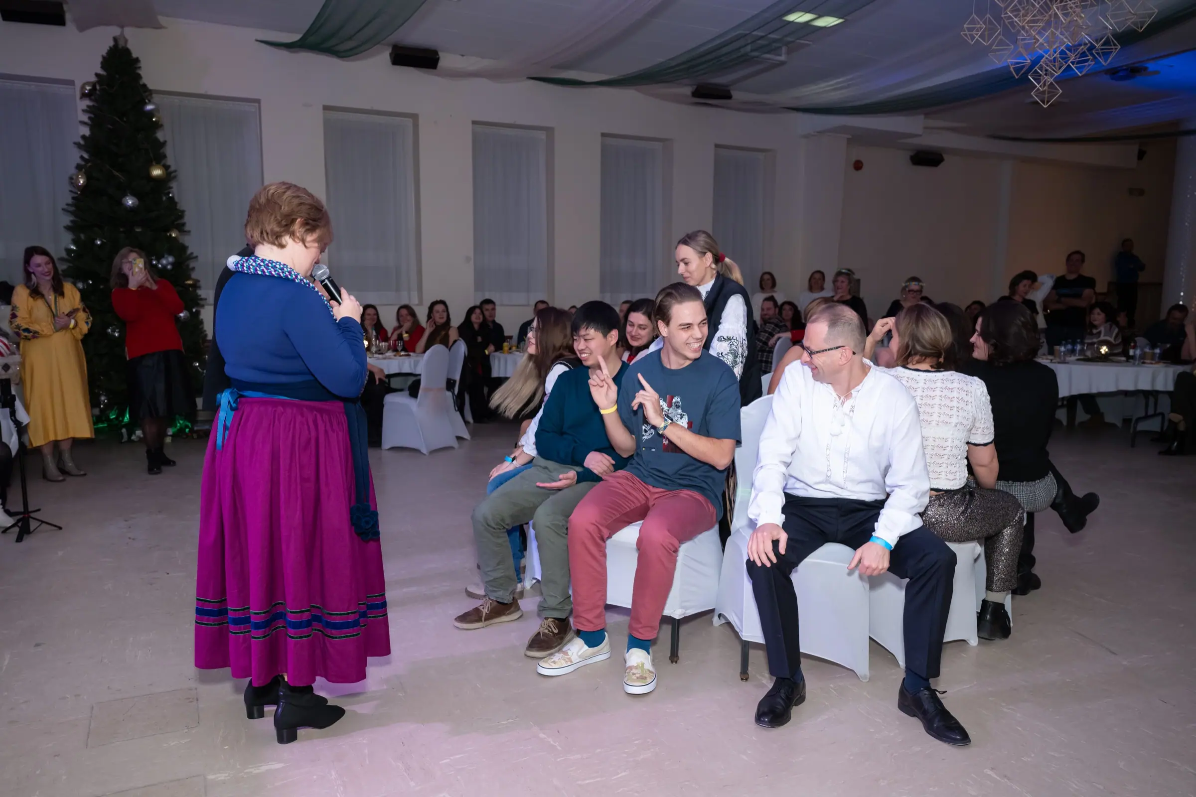 A contest, with volunteers from the tables